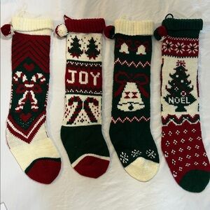 Vintage Knit Holiday Stockings Set of 4